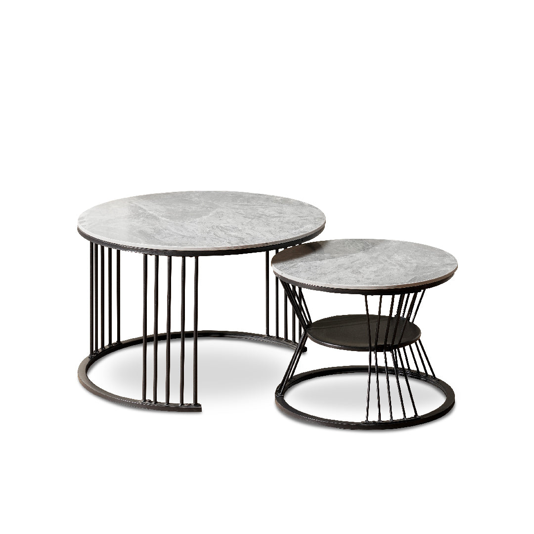 DINNI Ceramic Coffee Table Set (Coffee + Side Table)