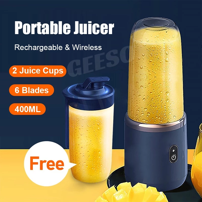 GEESO Mini Portable 6-Blade USB Juicer (400 ml)