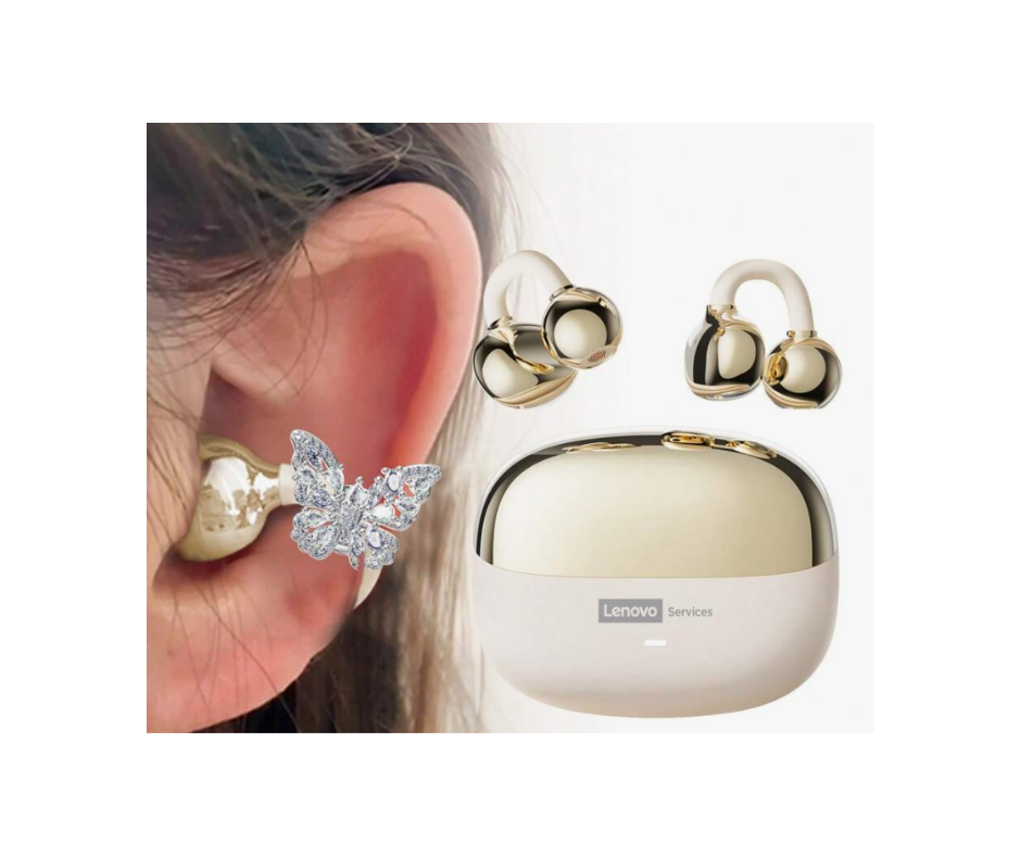 Lenovo Fashionable Bluetooth Headphones With Butterfly Accessories Clip On