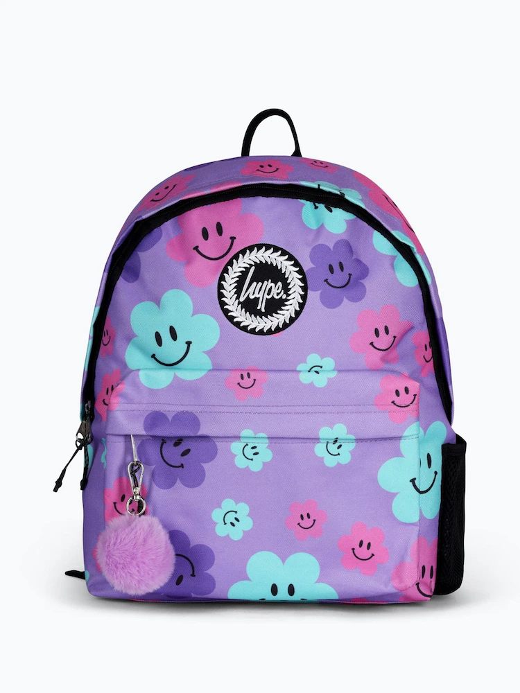 Hype. Unisex Purple Happy Flower Print Backpack