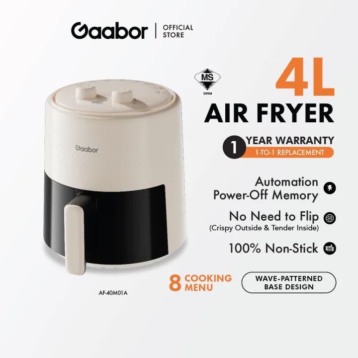 Gaabor Air Fryer 4L Oven 8 Menu Function Non-Stick Coating Oil-Free Roaster AF-40M01A