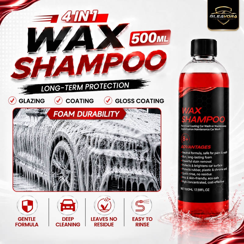 GLEAVORA 4In1 Nano Car Shampoo 500ML Car Wash Shampoo Wax Sabun Cuci Kereta 4In1 纳米镀膜洗车液