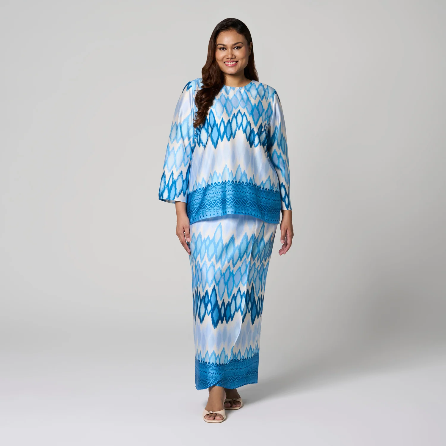 Ikat Printed Kurung Set — Plus Size UK 12–24