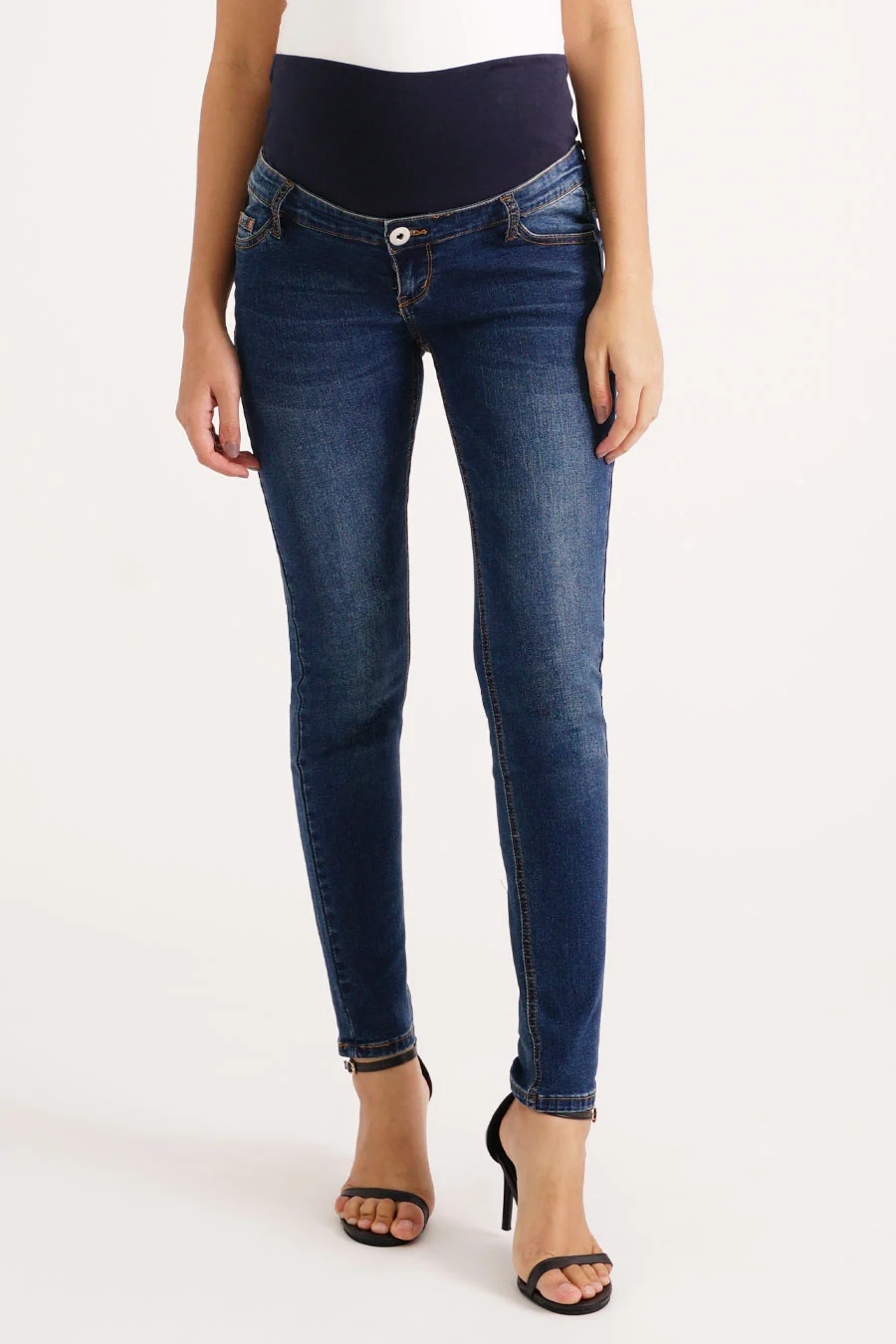 Maternity Full Panel Skinny Jeans (Dark Blue)