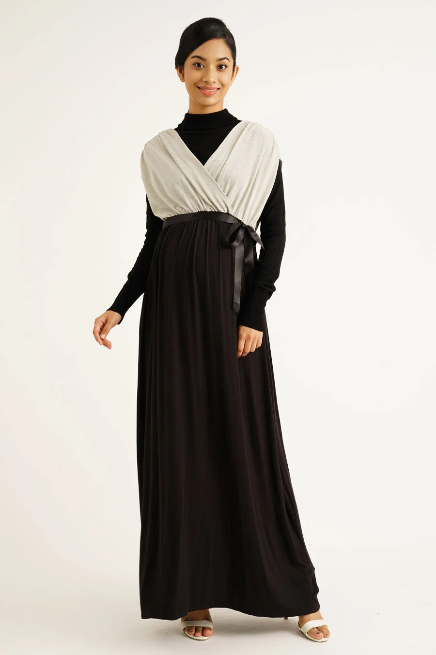Maternity Lurex V-Neck Maxi Dress