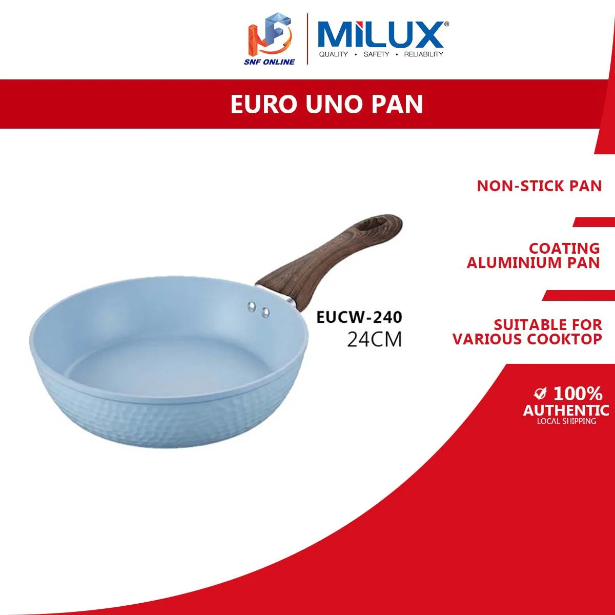 Milux Kuali Goreng Euro Uno 24cm Non-Stick Frying Pan EUCW-240