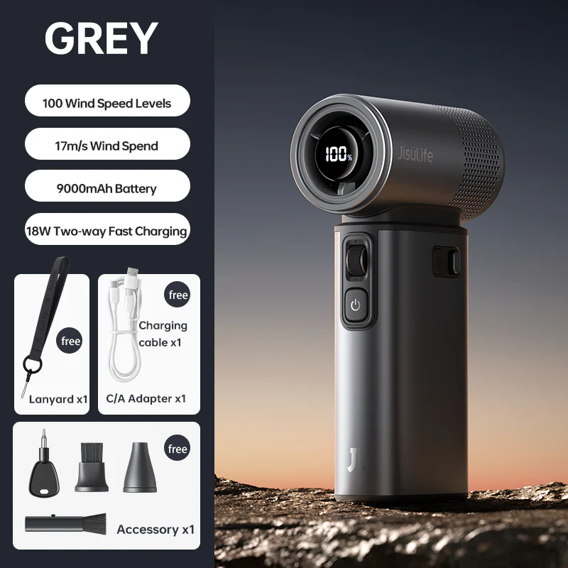 JISULIFE FA55 Handheld Fan Ultra 2 LED 5 in 1 Portable Flash Light 9000mAh Battery 18w Reverse fast Charging Ultra2
