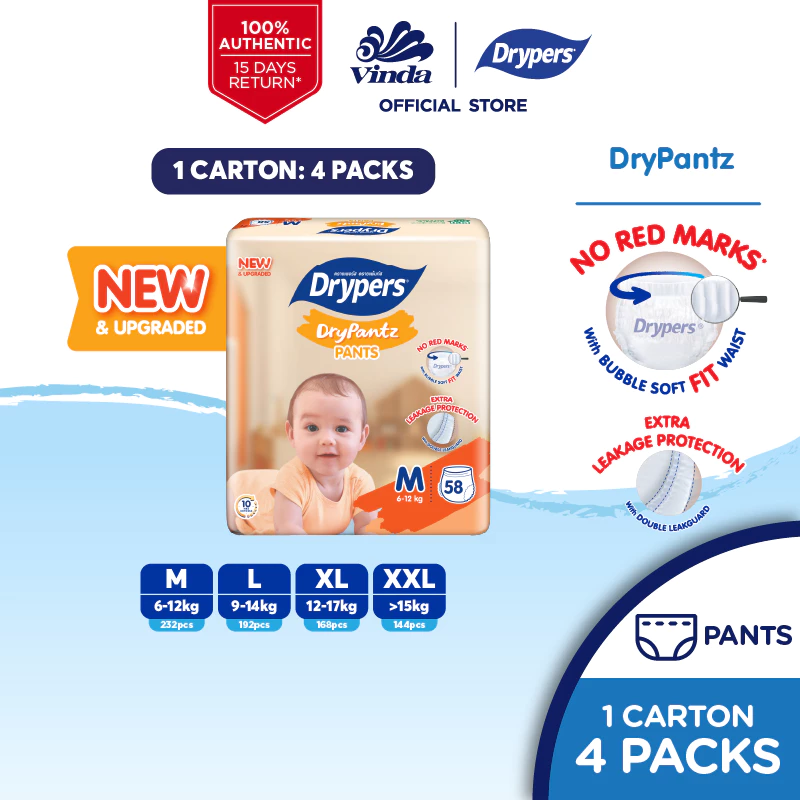 Drypers DryPantz Baby Diapers (4 Packs)