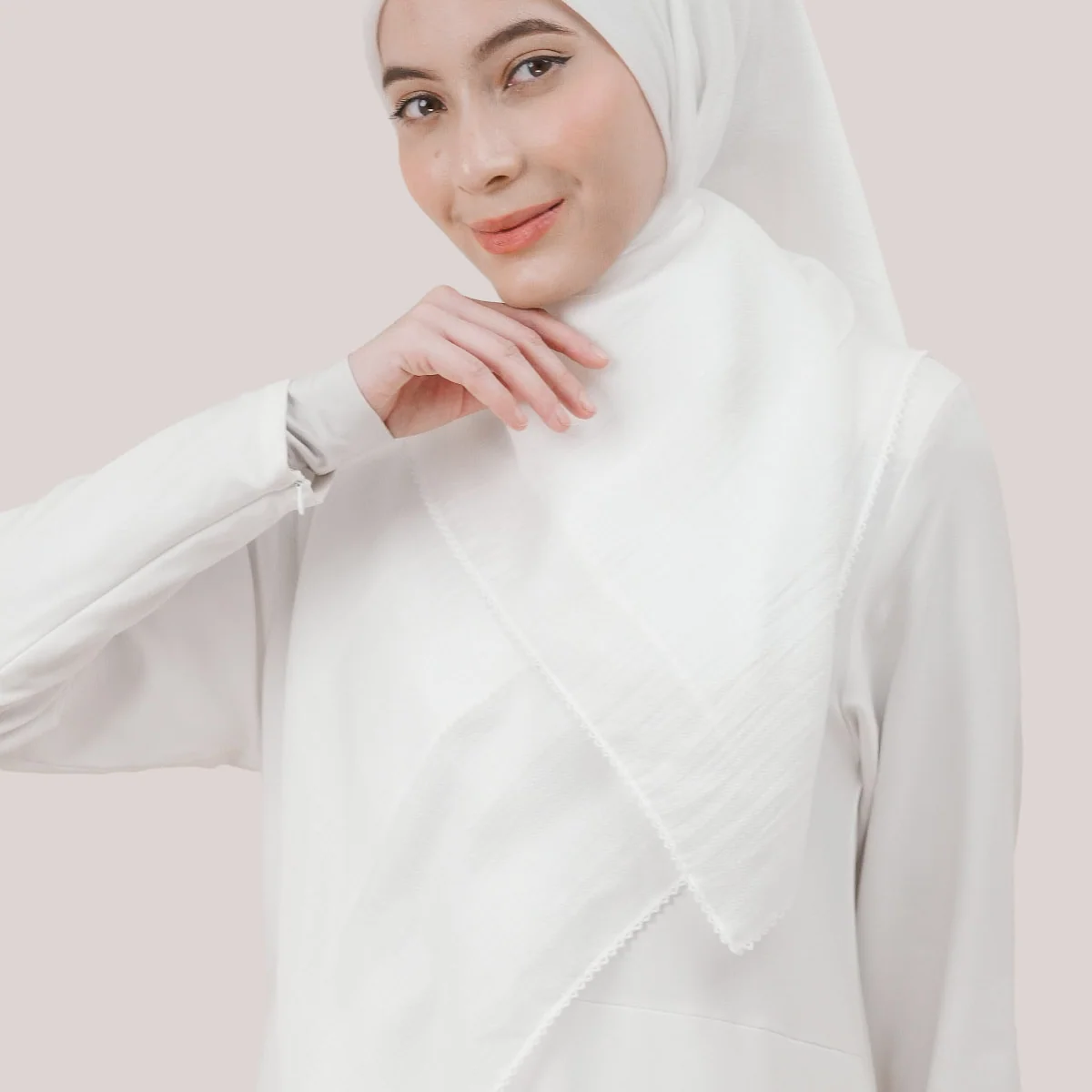 Nawal Tencel Lightweight Herringbone Scarf with Crochet Finishing