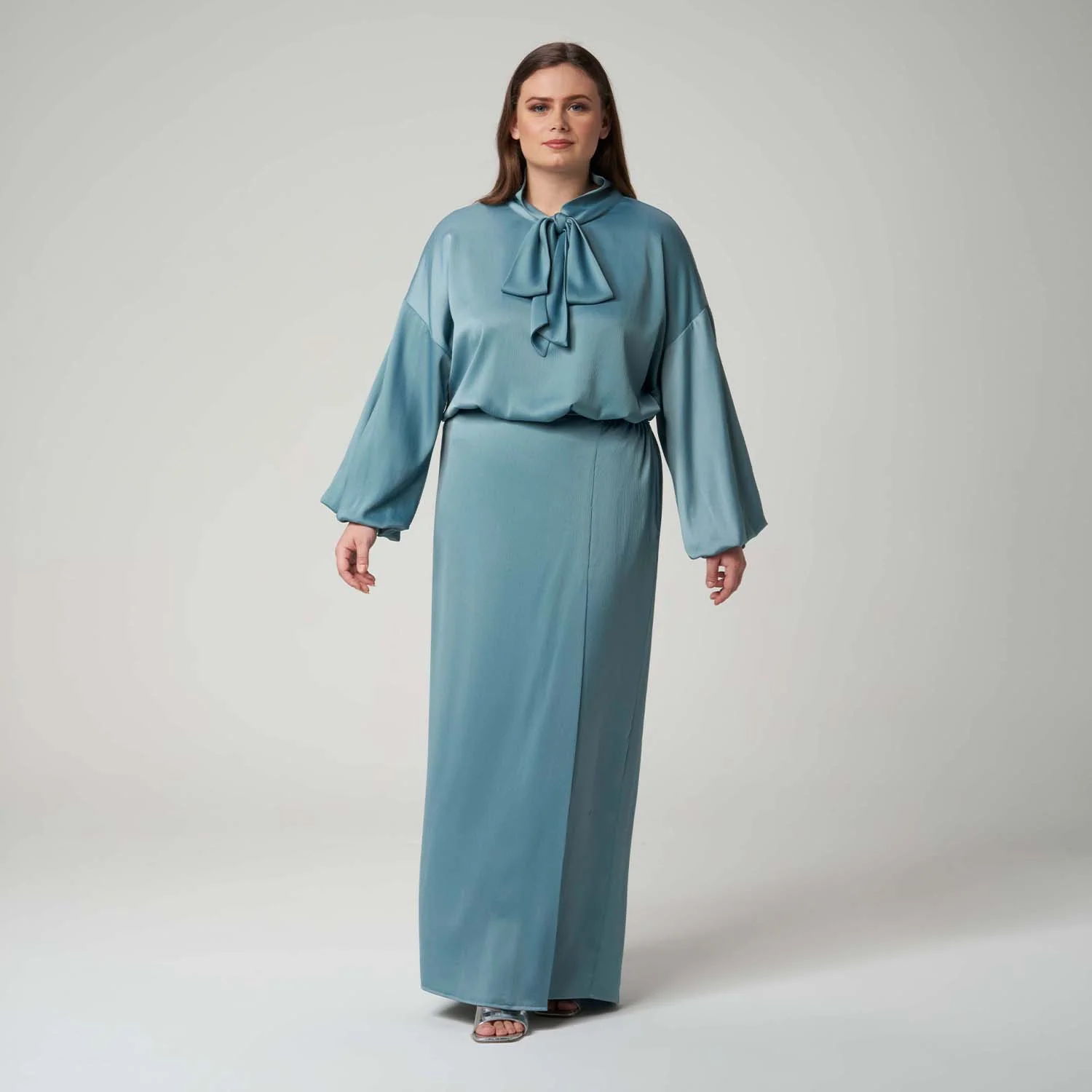 Overlap Skirt in Mint – Plus Size Straight Long Skirt (UK 12–24)