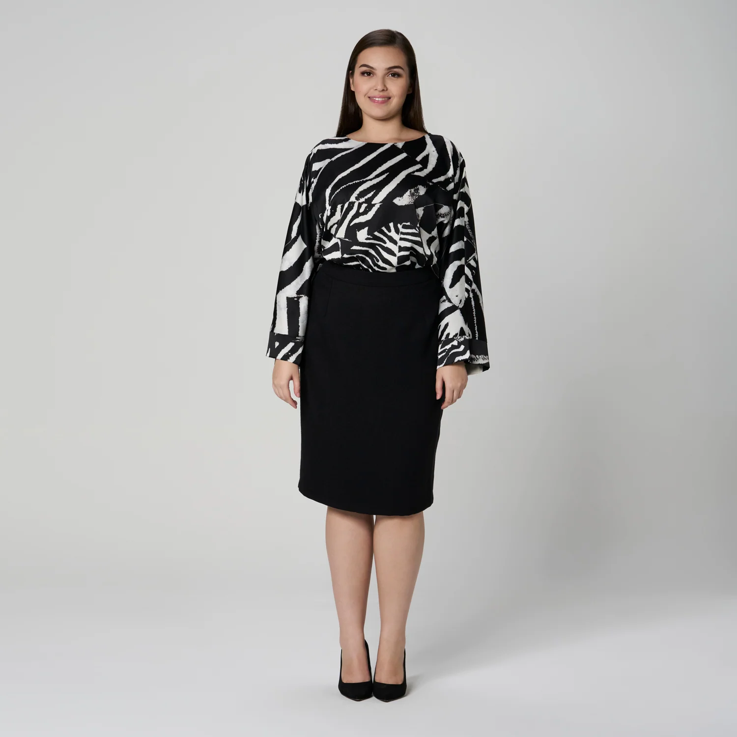 Pencil Tweed Skirt in Black (Plus Size UK 12–22)