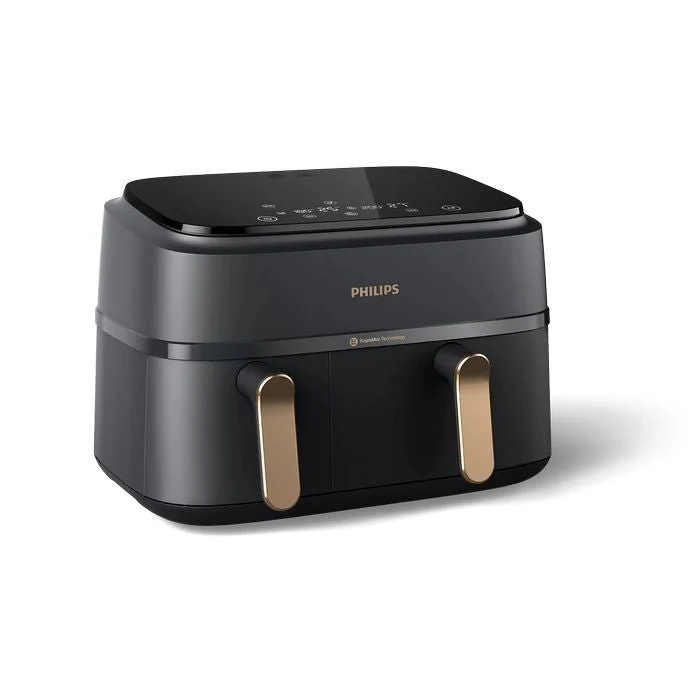Philips NA352/00 Air Fryer Digital Dual Basket 9.0L Black With Bronze Handle