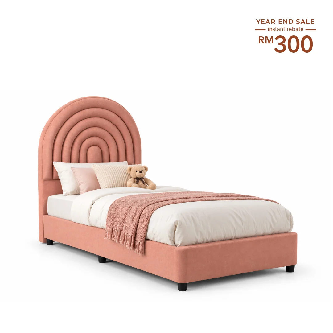 Rainbowie Single Bed with Plush Rainbow Channel Headboard