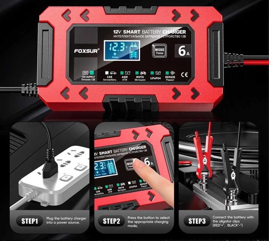 Mobile Smart Battery Charger for Car and Motorcyle 