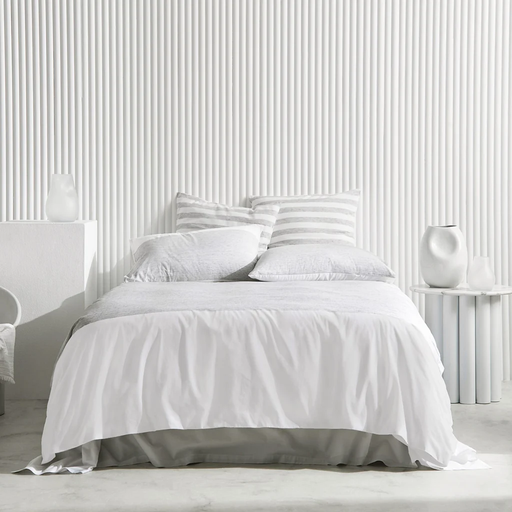Sheridan Hayle Bed Set – Grey Marle & White Quilt Cover, Fitted Sheet & Pillowcases