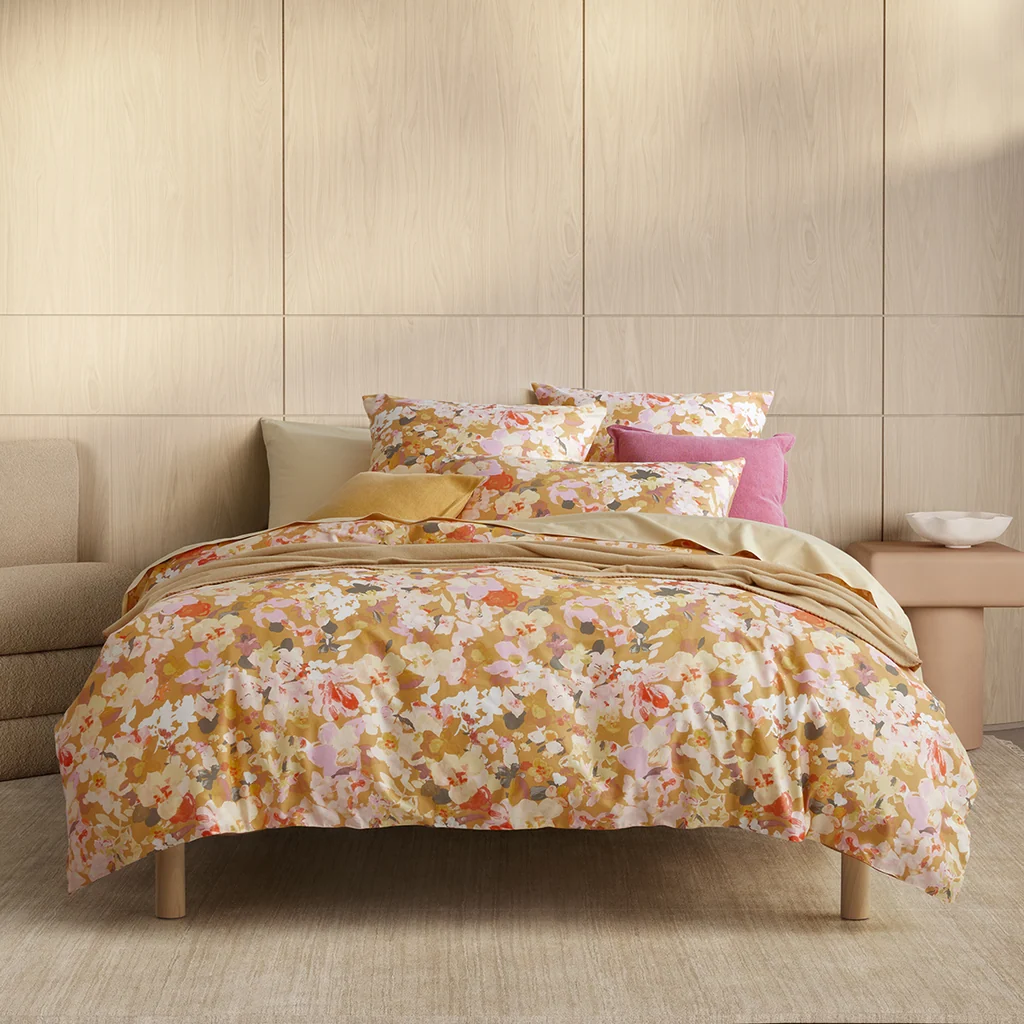 Sheridan Marrea Sandy Gold Quilt Cover Set with Fitted Sheet