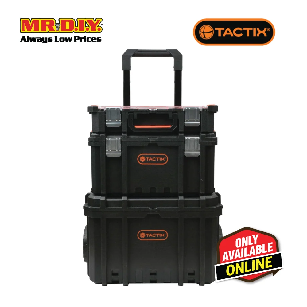 TACTIX 3 in 1 Modular Storage Organizer System Set With Wheels (63.2 x 36.7 x 98cm)
