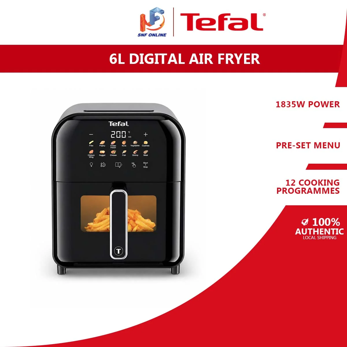 Tefal Easy Fry Window 6L Digital Air Fryer EY821865
