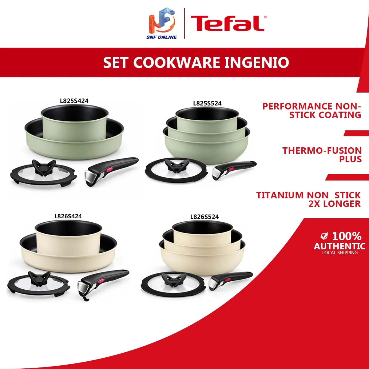 Tefal Ingenio So Delicious Removable-Handle Cookware Set (4pc/5pc)