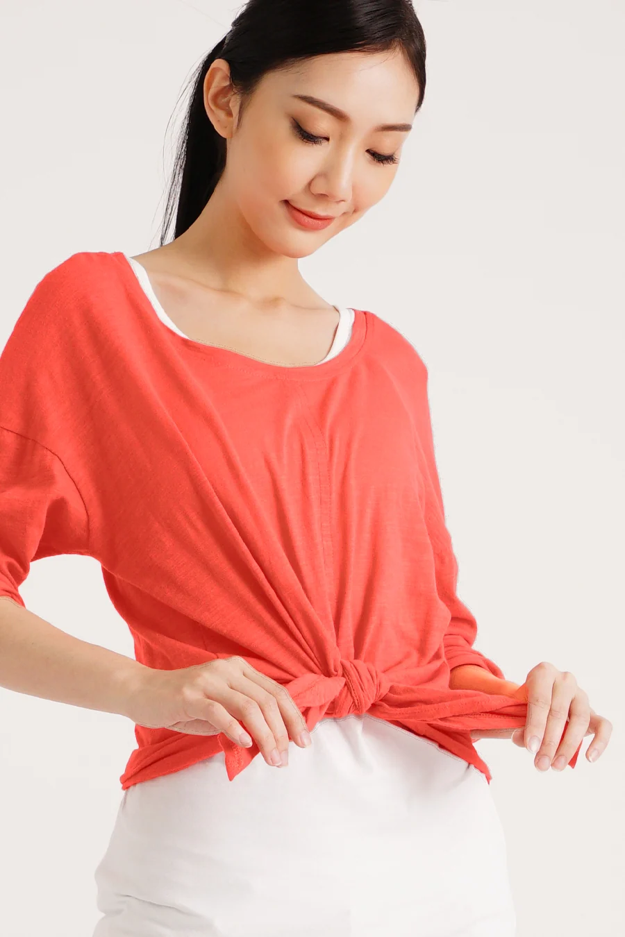 Two Piece Nursing Top (Coral) with Inner Nursing Layer