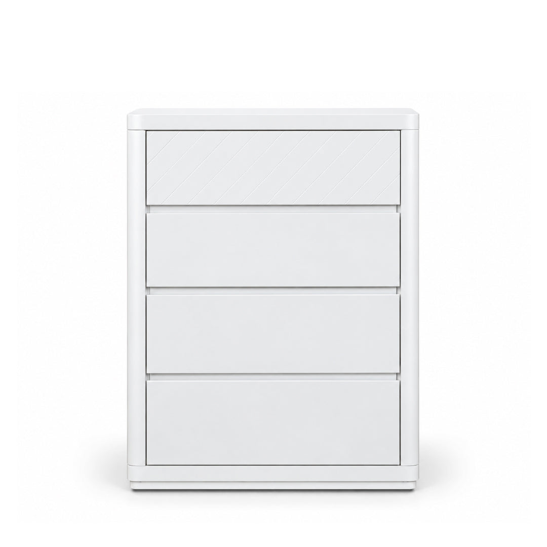 WHILEY 4 Drawer Chest of Drawer – White Solid Rubberwood