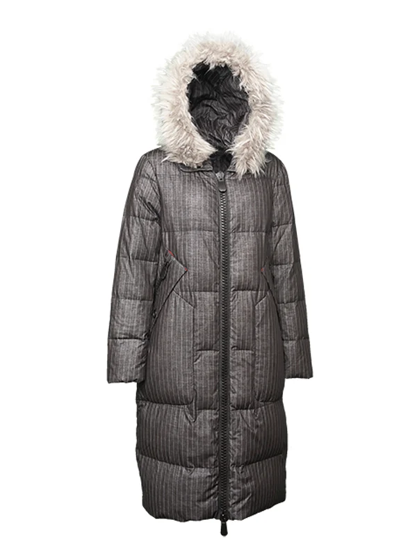 Women's Oversized Pin Stripes Down Jacket DJW8096 - Charcoal Grey