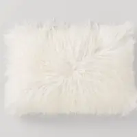 Bligh Collection Ivory Breakfast Cushion – Mongolian Sheep Fleece, 30 x 50