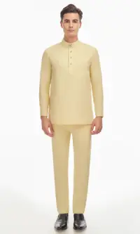 Harraz Baju Melayu in Blonde Yellow – Men's Modern Cut Set