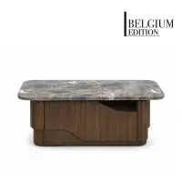 MINSOTHA Coffee Table – Marble Top, Solid Rubberwood Frame, 1 Drawer (1200mm)
