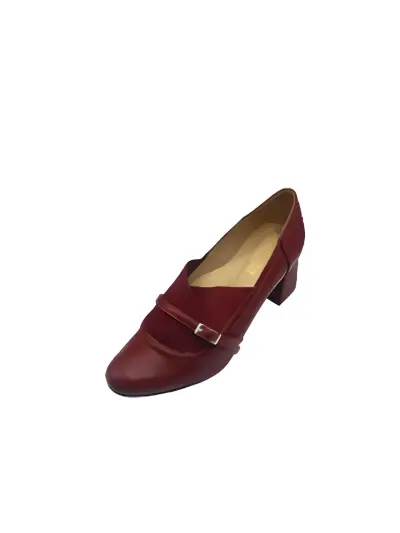 Angel & Kelly Maroon Mary Jane Block-Heel Pumps