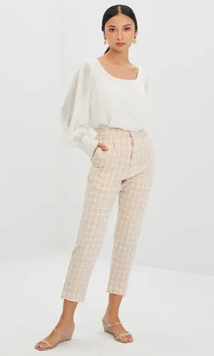 Bronte Crop Pants in Beige Bisque
