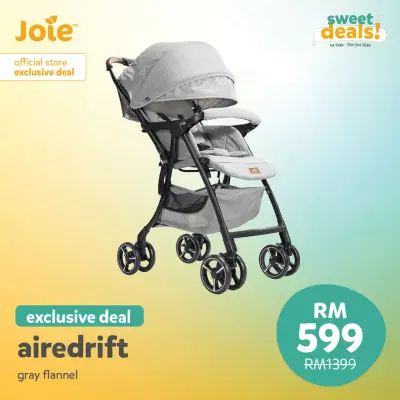 Joie Airedrift Lightweight Stroller — 360° Swivel Wheels, Under 5kg