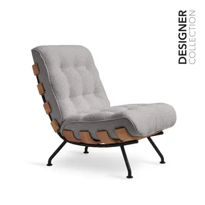 MAYRA Designer Chair – Ash Grey Flannel Armless Chair