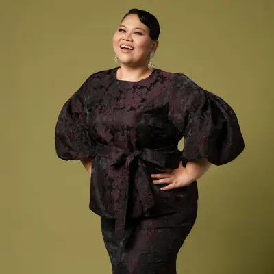 MS. READ x Sherry Al-Hadad Brocade Voluminous Sleeve Set (Plus Size)