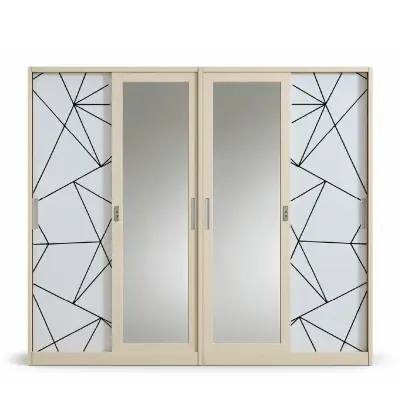 ORIA Wardrobe – Light Beige Steel Wardrobe with Lockable Compartment (W2220 x D500 x H2000mm)