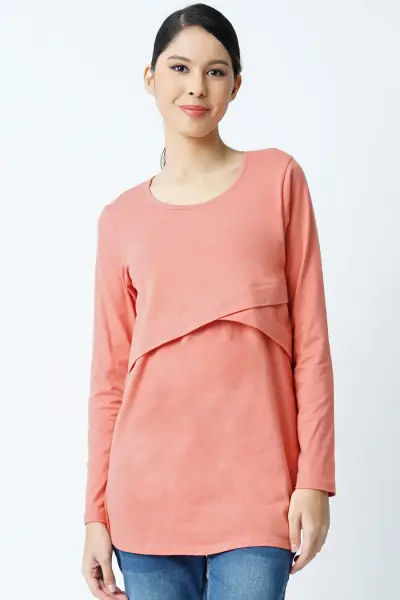 Overlay Long Sleeve Nursing Top