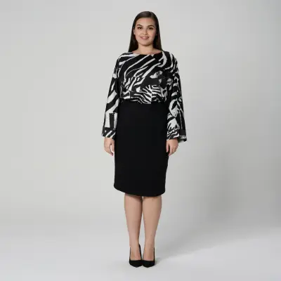 Pencil Tweed Skirt in Black (Plus Size UK 12–22)