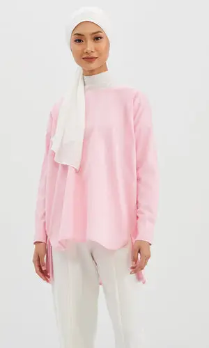 Philippa in Lemonade Pink Button-Back Oversized Cotton Shirt