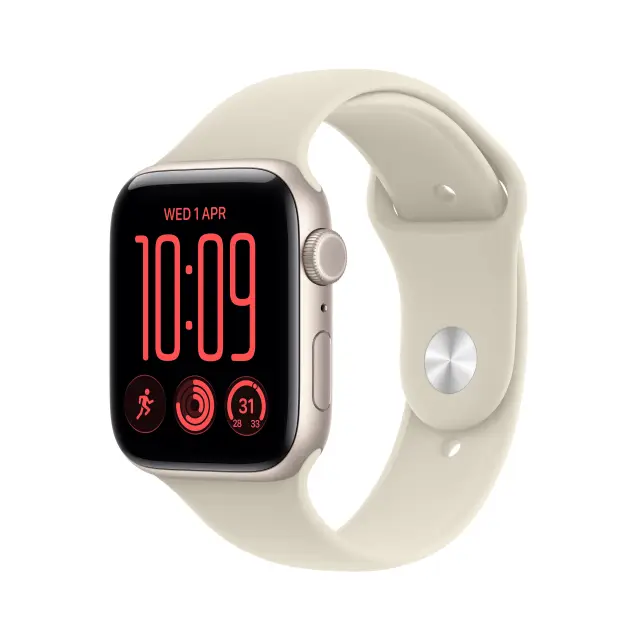 Apple Watch SE 3 GPS + Cellular 44mm Starlight Aluminium Case with Sand Sport Band (S/M)