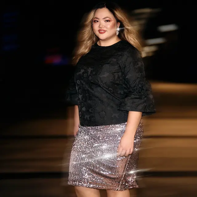Midi Sequin Skirt in Silver – Plus Size UK 12-22