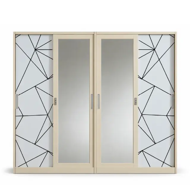 ORIA Wardrobe – Light Beige Steel Wardrobe with Lockable Compartment (W2220 x D500 x H2000mm)