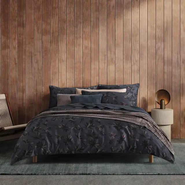 Sheridan Yuna Carbon Quilt Cover Set with Fitted Sheet (Queen)